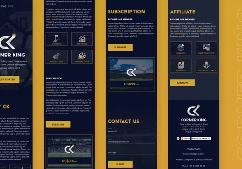 CornerKing Landing page