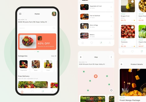 Grocery ordering app UI