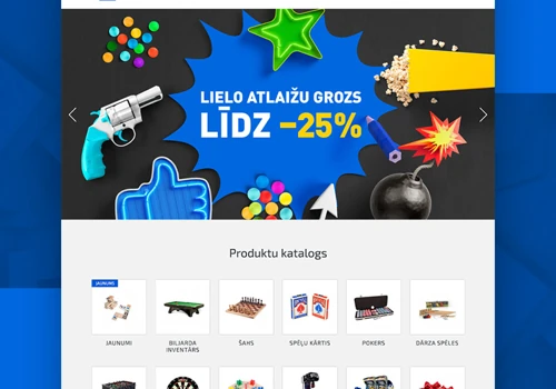 SMARTi has developed an e-commerce website for a Latvian retailer of entertainment goods.