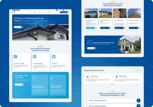Multi-page website for a soffit and gutter install