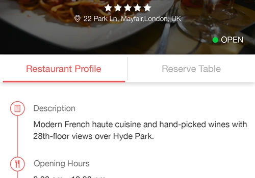 Restaurant Table booking app