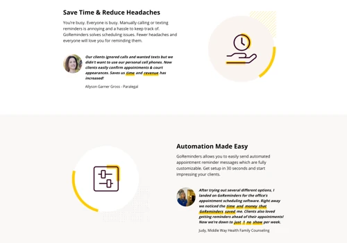 GoReminders - full website and in-app user experience