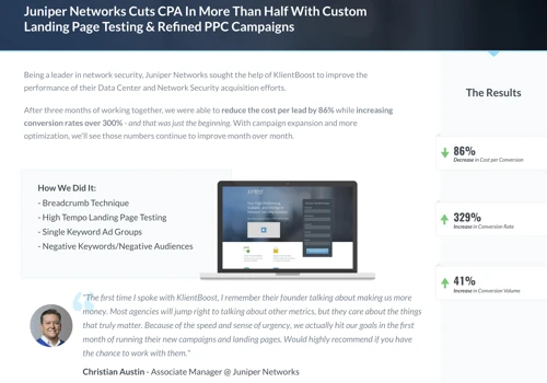 KlientBoost Review - Juniper Networks Story