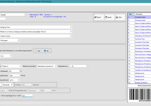 Electrofusion Welding Barcode Generator – ISO13950