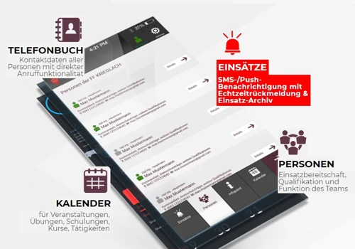 An App alarming system for emergency organizations with App and Web UI