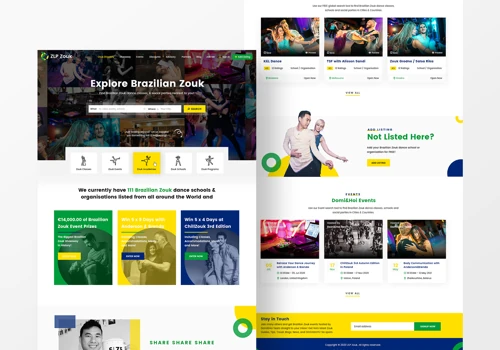 Brazilian Zouk Dance Directory Landing Page Design