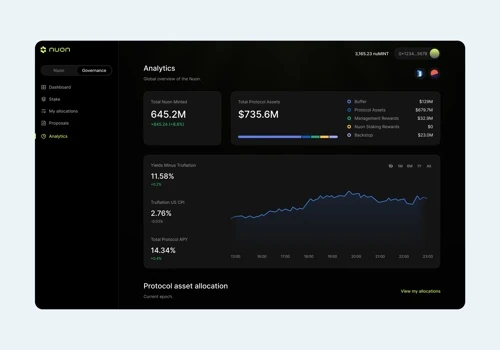 Nuon, Cryptocurrency dashboard