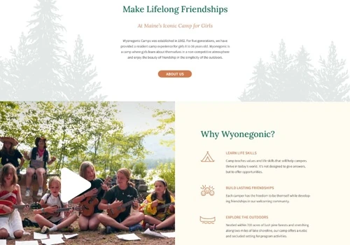 Wyonegonic Website Redesign - Girl's Camp in Maine