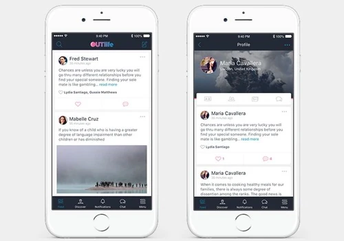 OUTlife, social network (iPhone & Android)