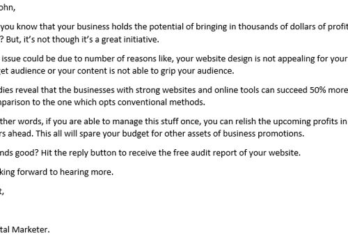 A cold email template