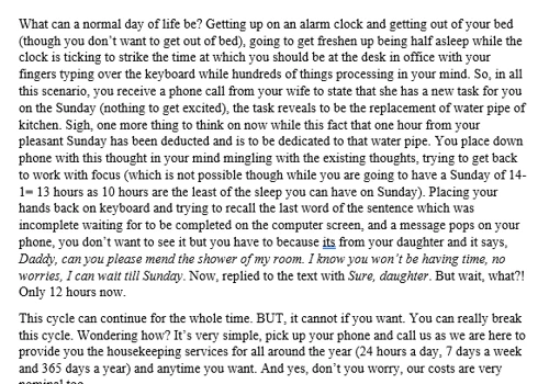 Sales copy for housekeeping services.