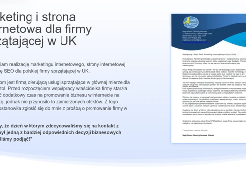 Marketing i strona internetowa dla firmy sprzątającej w UK