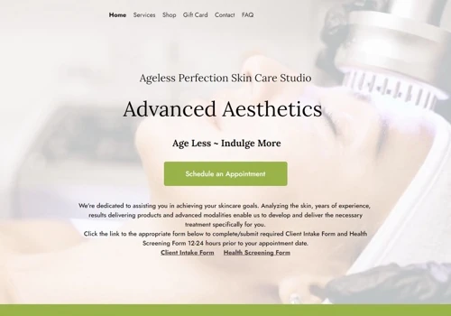 Redesigned website for esthetician