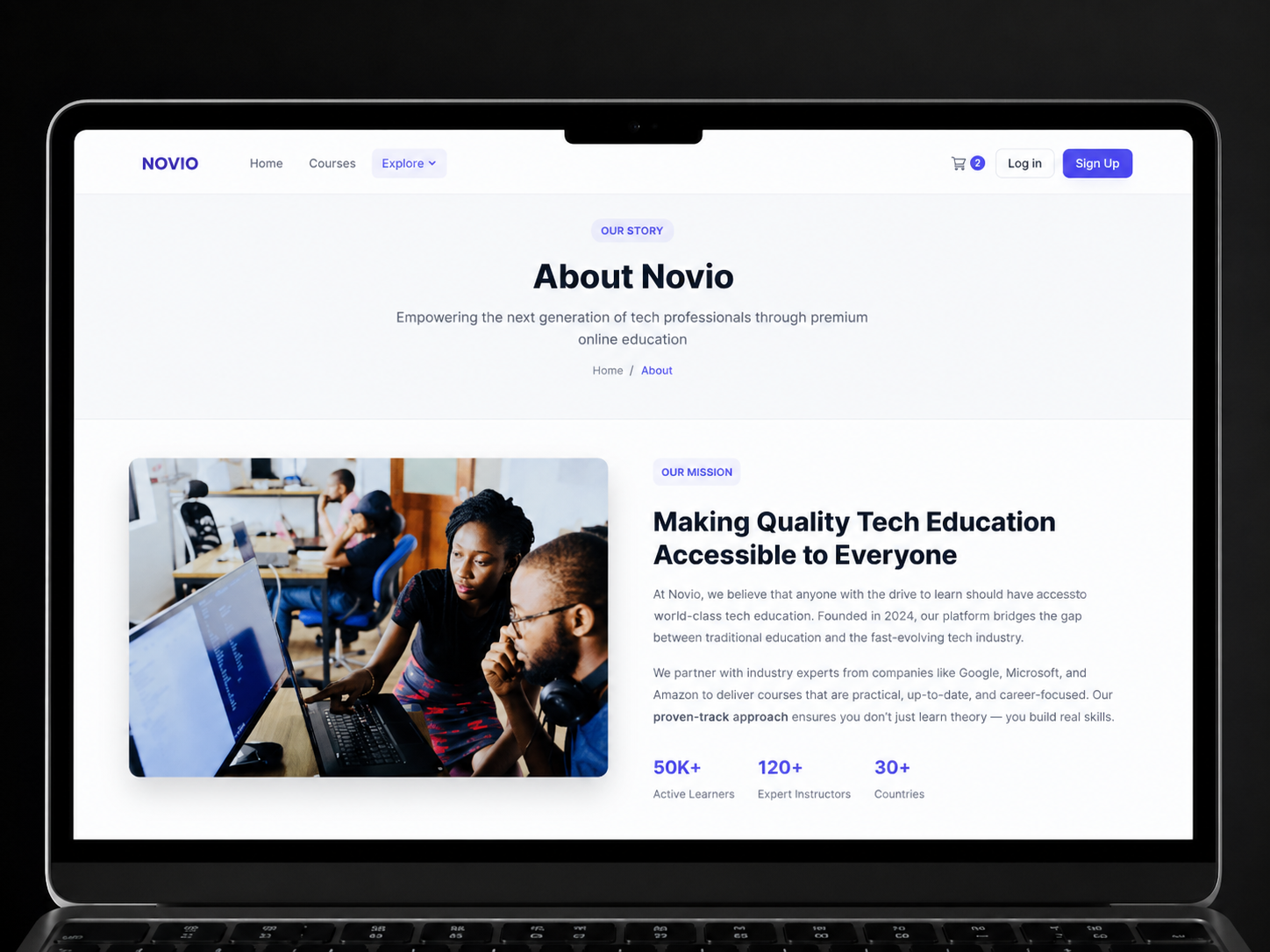 Novio: 30+ Page EdTech Frontend Platform